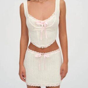 Olina Crochet Top & Kelsey Crochet Mini Skirt Set